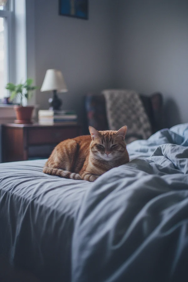 A candid indoor snapshot of the subject from the uploaded image, clearly visible and centered, captured in a relaxed and unposed moment within a cozy bedroom.
The image must explicitly depict the subject from the uploaded image as the main focus — not replaced or substituted by any other creature or object.
Lighting is soft ambient daylight filtering through the room, producing gentle overexposure and natural shadows consistent with authentic casual photography.

The image should maintain a mid-2010s lo-fi aesthetic with intentionally muted colors, softened contrast, and cool bluish-violet shadows, evoking a nostalgic, analog-digital softness.

Composition: off-center framing, slight camera tilt, and shallow depth of field, replicating genuine smartphone photography.

Preserve authentic surface details specific to the subject from the uploaded image — fur strands, fabric folds, metal textures, skin imperfections, or object materials — depending on its nature.

The atmosphere should remain intimate, casual, and realistic, like a genuine everyday snapshot rather than a posed or artificial studio render.

(The AI must keep the subject from the uploaded image recognizable as-is and must not replace or reinterpret it.)